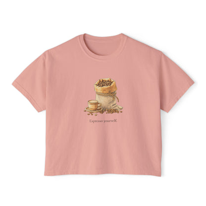 Coffee Bean Boxy Tee | Espresso Yourself, Minimal Coffee Shirt