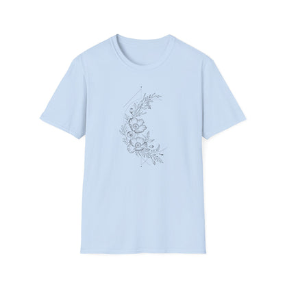 Floral Line Art Tee — Minimal Botanical Flower T-Shirt