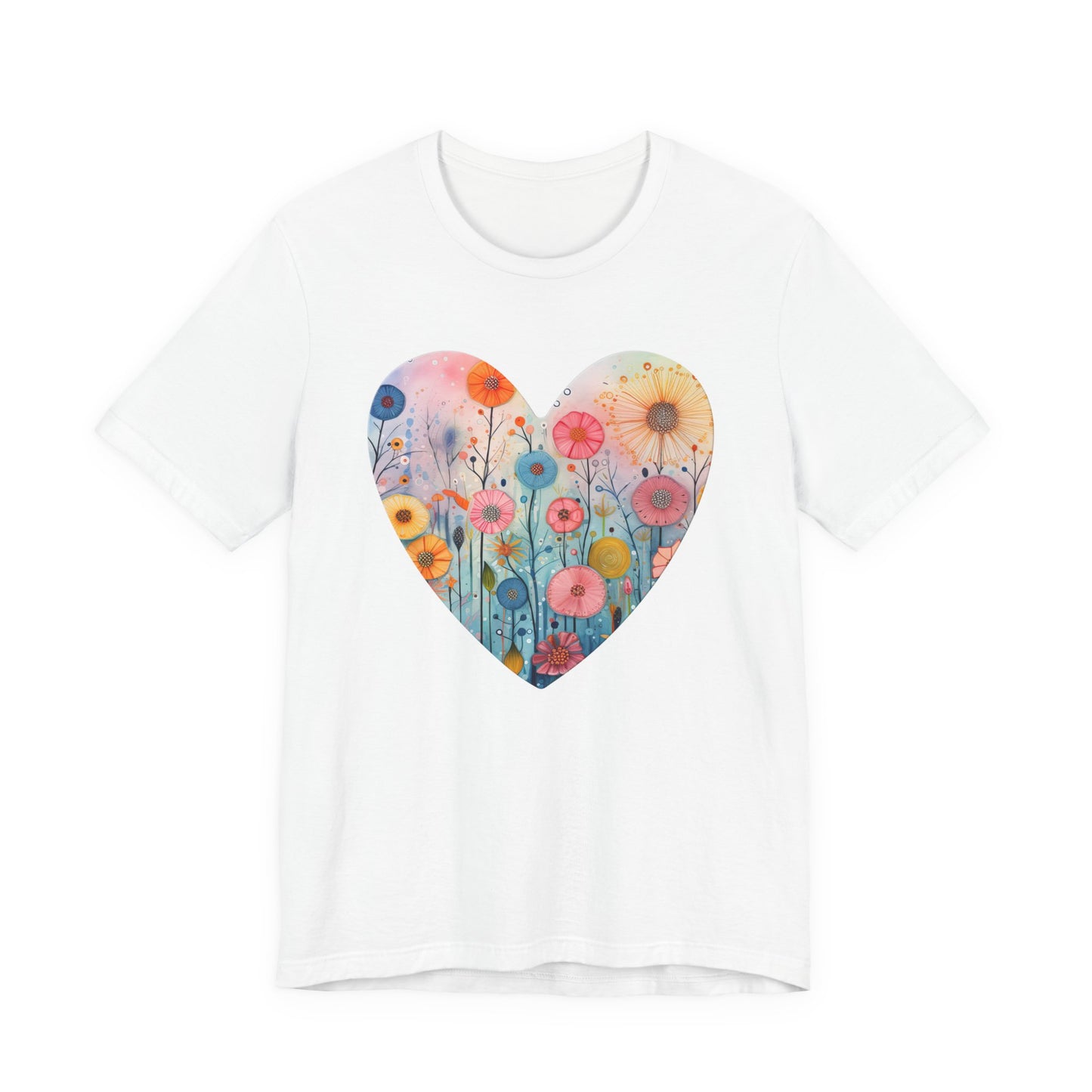 Floral Heart Tee | Watercolor Wildflower Heart Graphic T-Shirt