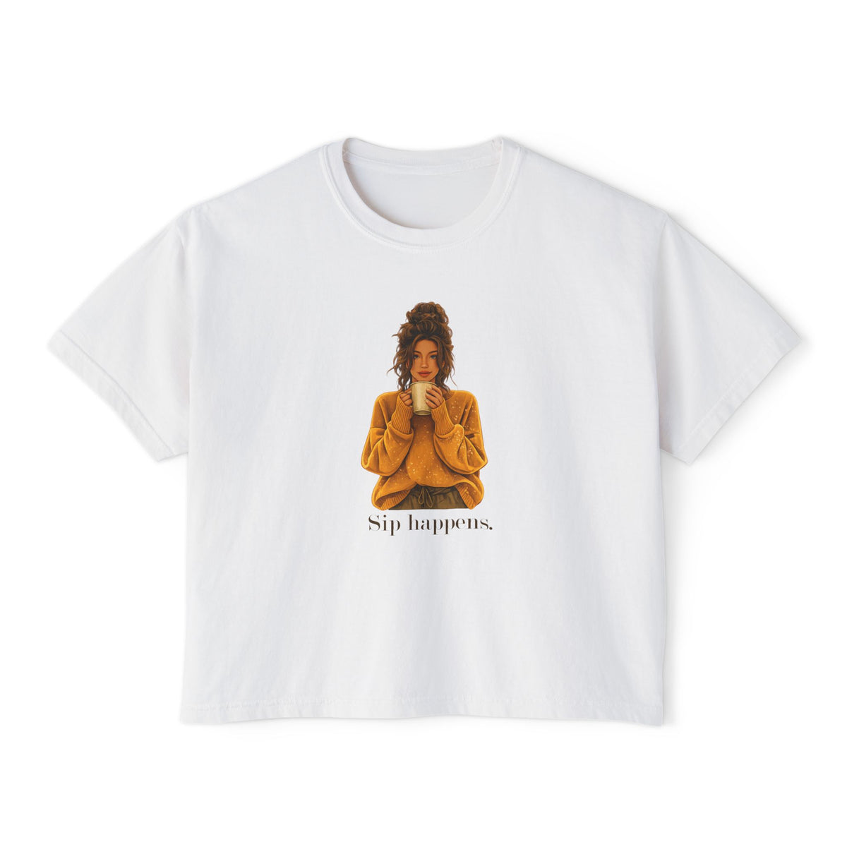 Coffee Sip Happens Tee | Boxy Crop Top