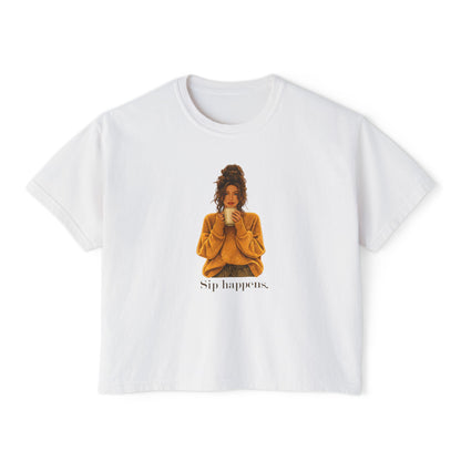 Coffee Sip Happens Tee | Boxy Crop Top