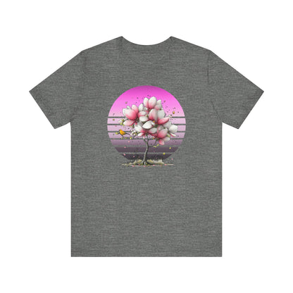 Pink Magnolia Tree Tee | Retro Sunset Floral Shirt