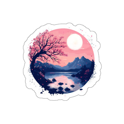 cherry blossoms in twilight Kiss-Cut Stickers