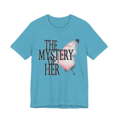 The Mystery of Her Butterfly Tee | Feminine Typography Shirt