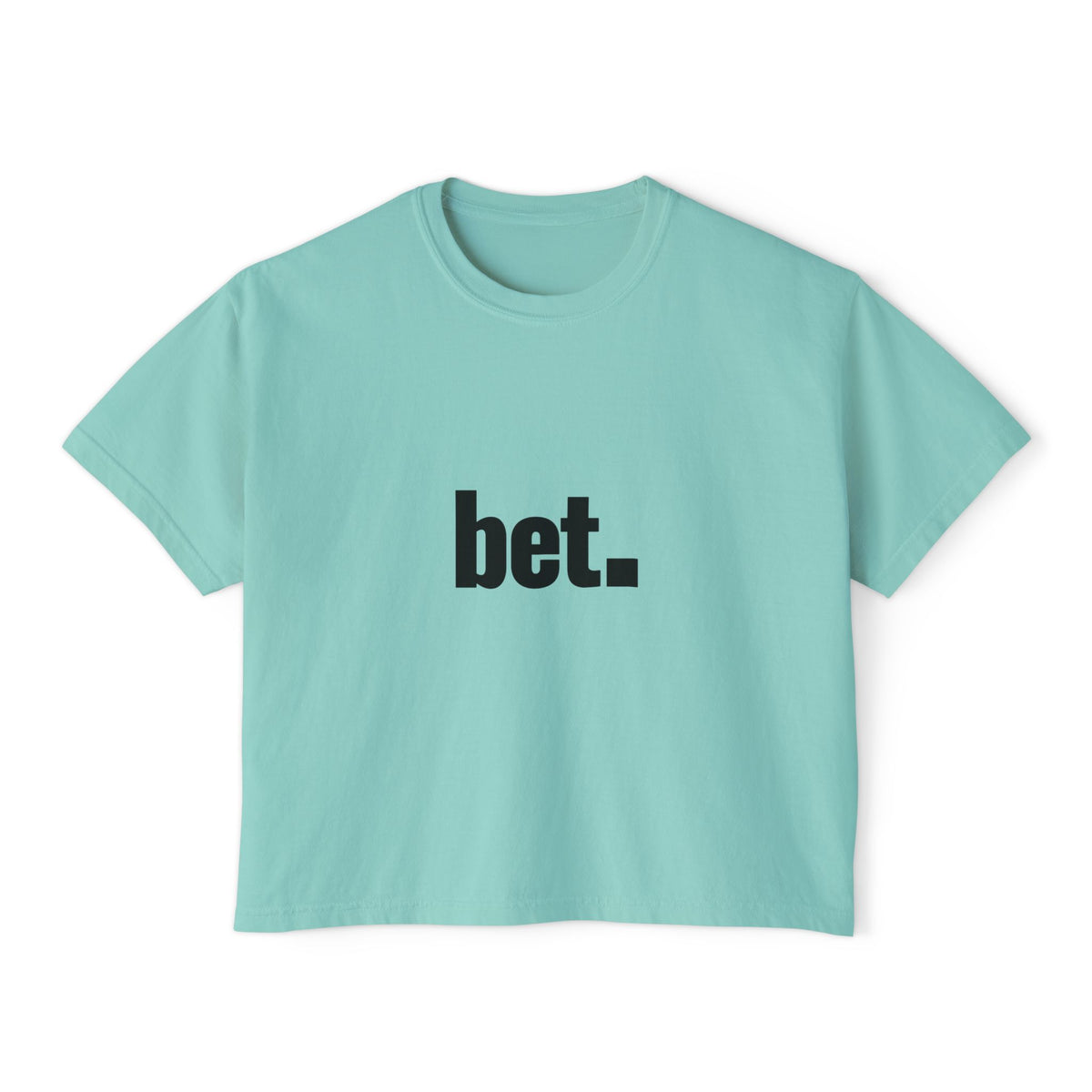 bet. Boxy Tee | Minimal Text Graphic, White Cropped T-Shirt