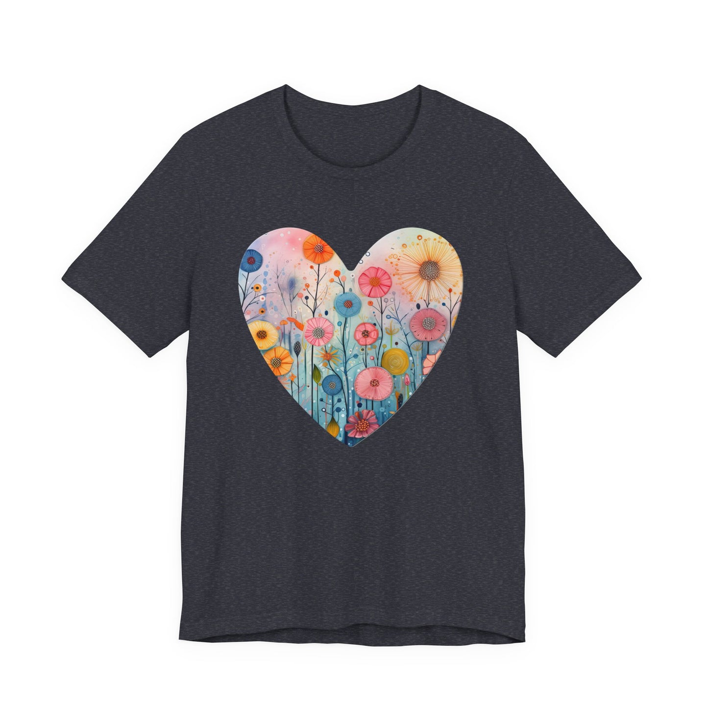 Floral Heart Tee | Watercolor Wildflower Heart Graphic T-Shirt