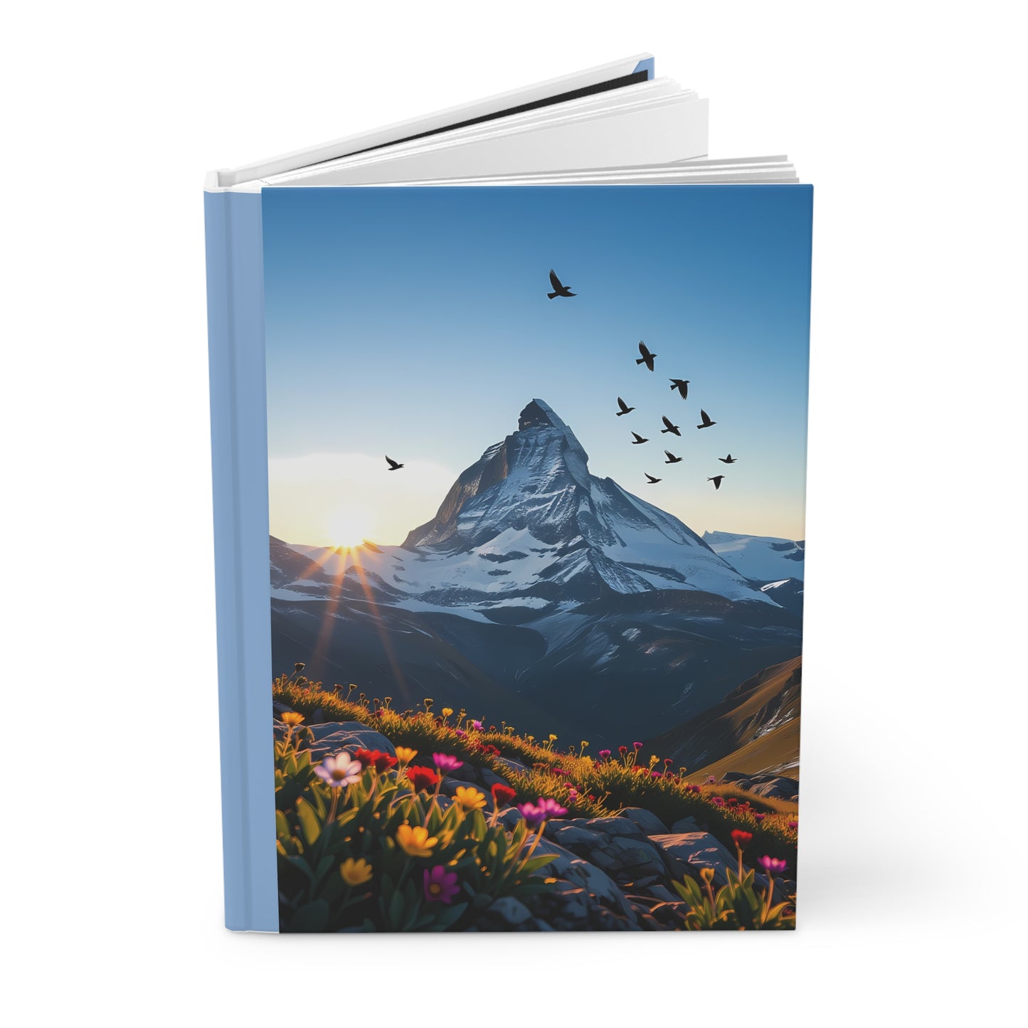 Mountain Landscape Journal: Snow-Capped Mountain Sunrise, Hardcover Matte Notebook