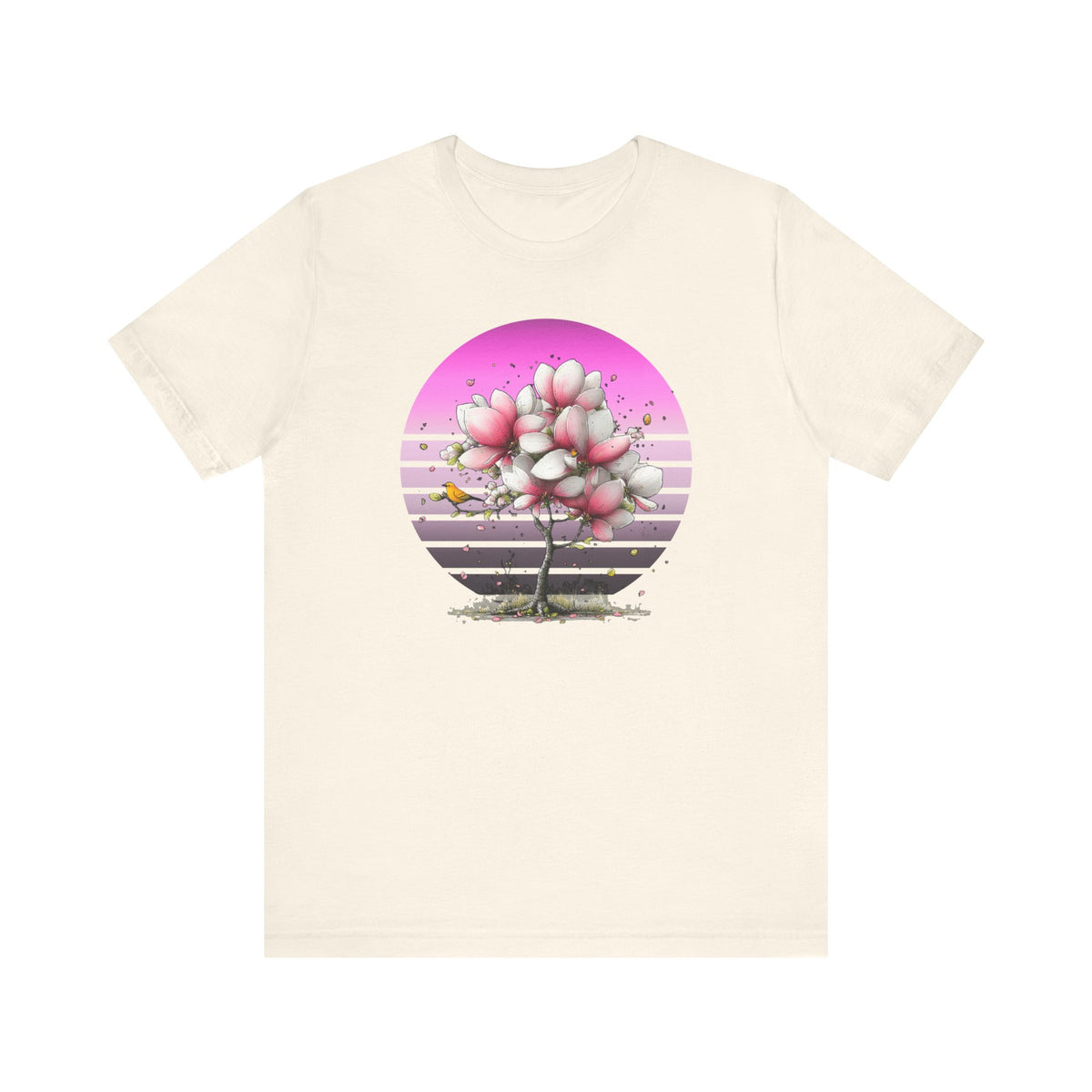 Pink Magnolia Tree Tee | Retro Sunset Floral Shirt