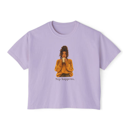 Coffee Sip Happens Tee | Boxy Crop Top