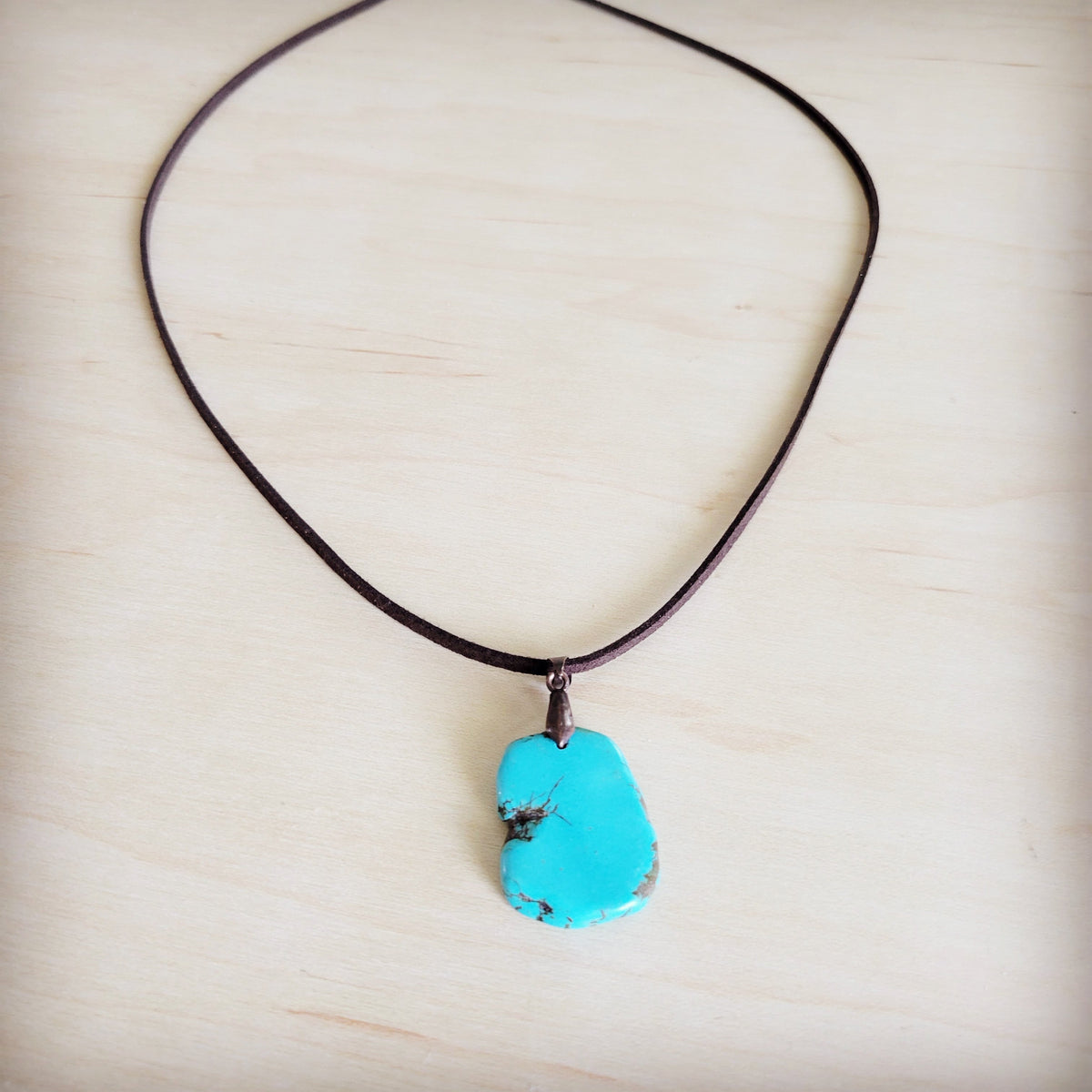 Genuine Leather Necklace with Howlite Stone