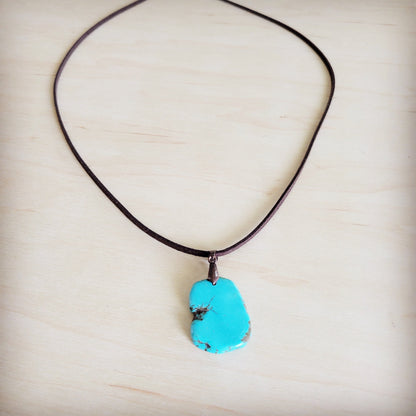 Genuine Leather Necklace with Howlite Stone
