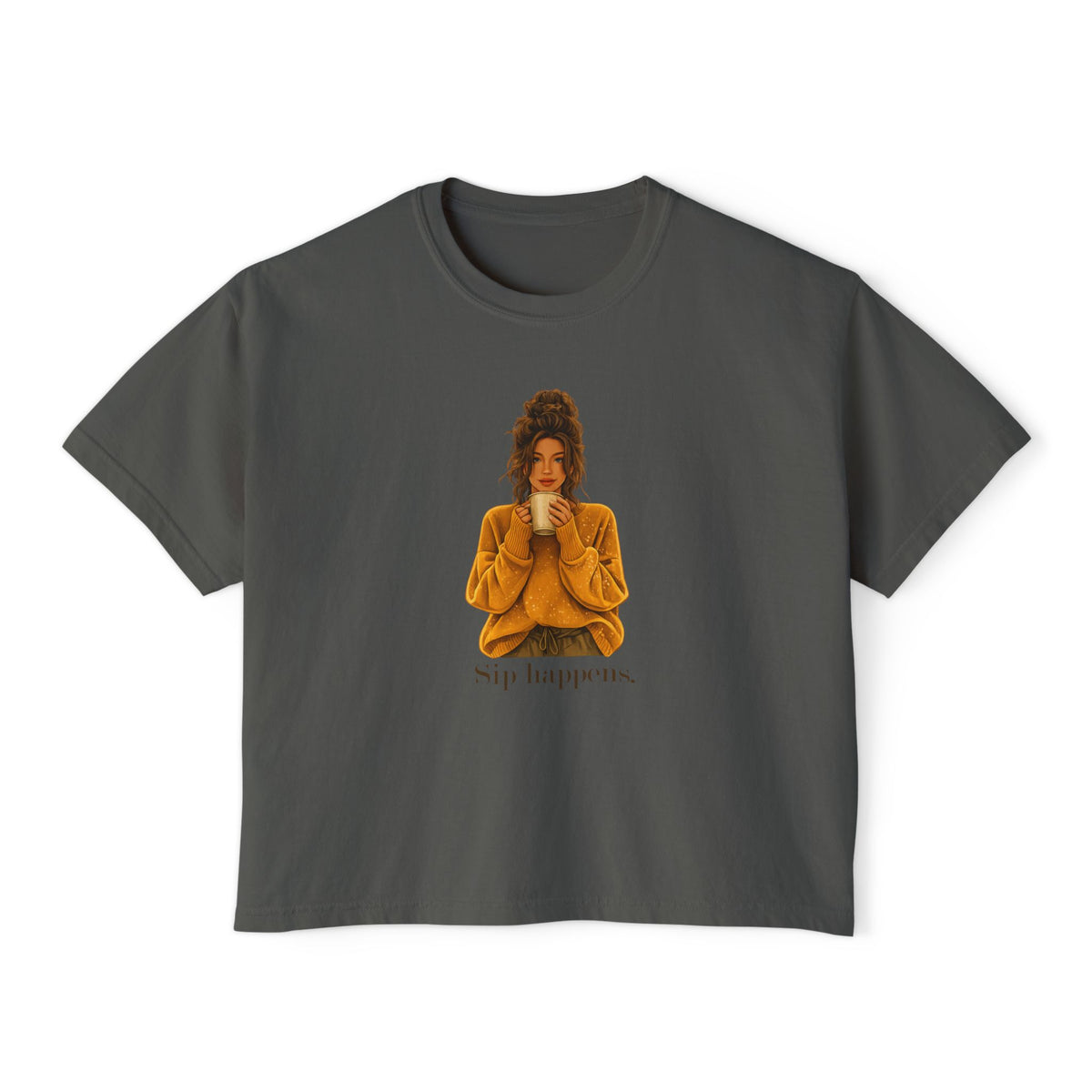 Coffee Sip Happens Tee | Boxy Crop Top
