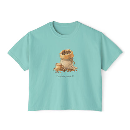 Coffee Bean Boxy Tee | Espresso Yourself, Minimal Coffee Shirt
