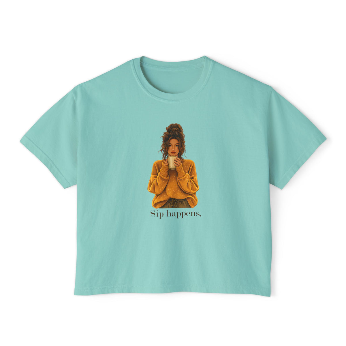 Coffee Sip Happens Tee | Boxy Crop Top