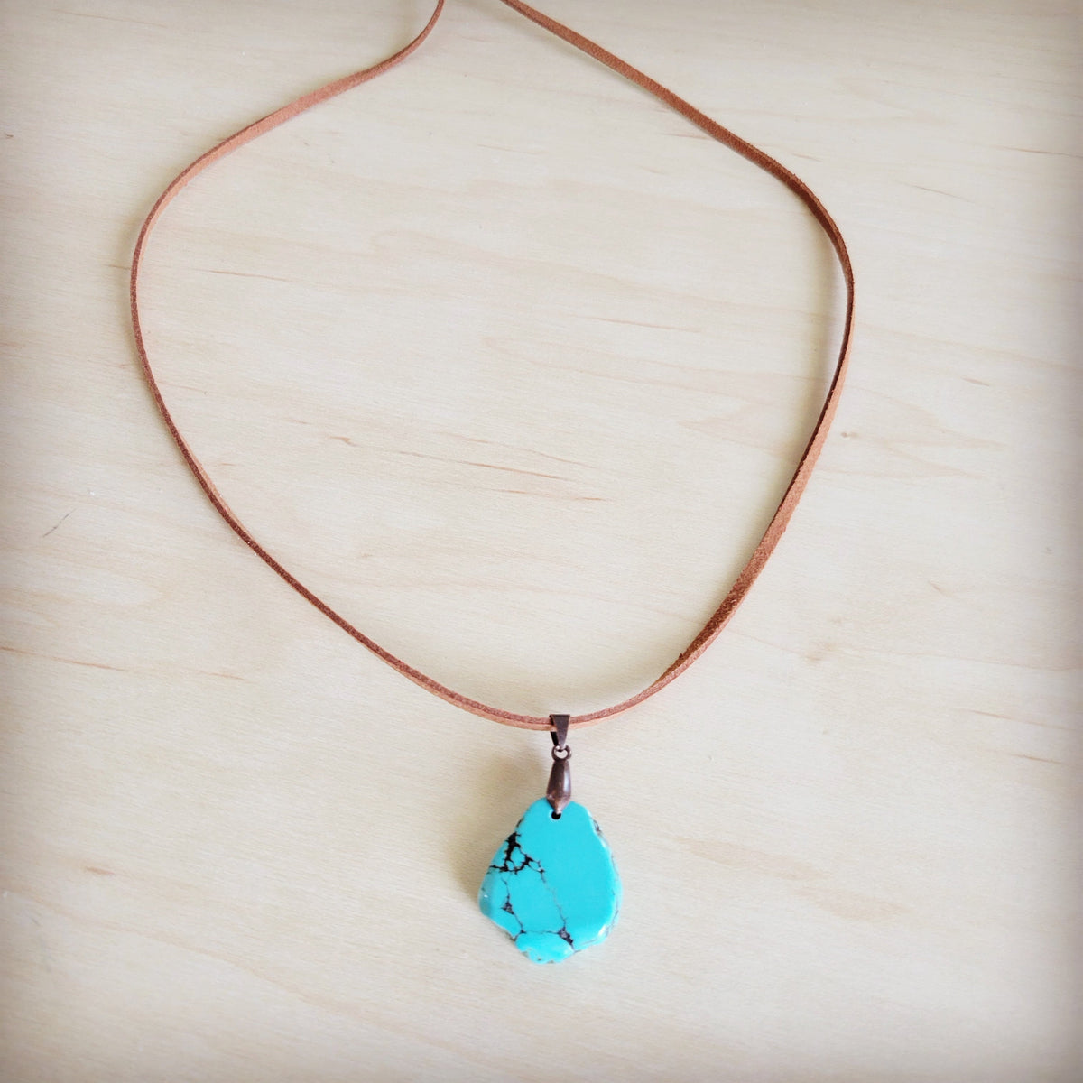 Genuine Leather Necklace with Howlite Stone