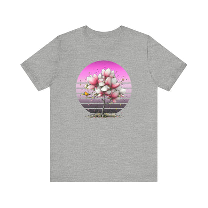 Pink Magnolia Tree Tee | Retro Sunset Floral Shirt