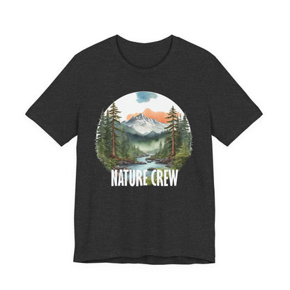 Mountain Lake Forest Nature Crew Tee | Scenic Outdoors Landscape T-Shirt