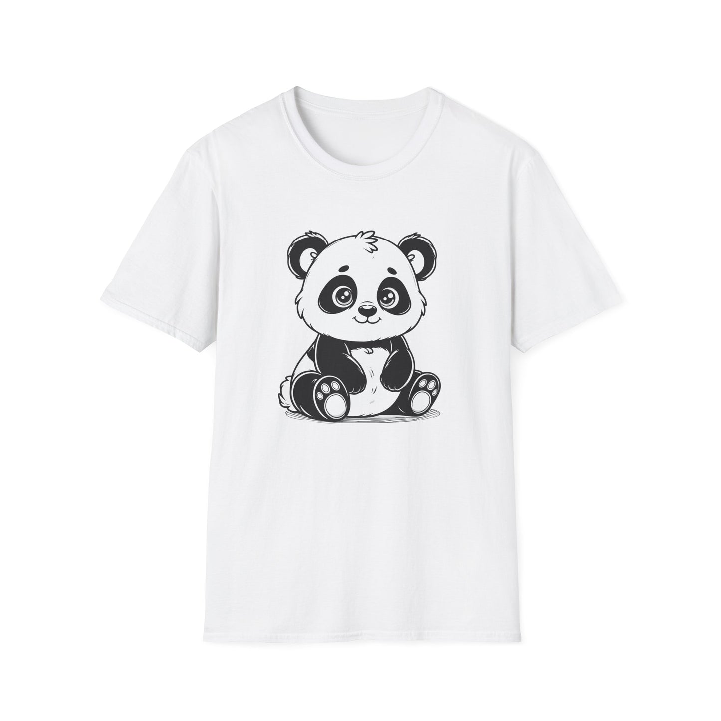 Cute Baby Panda Illustration T-Shirt | Kawaii Black & White Animal Tee