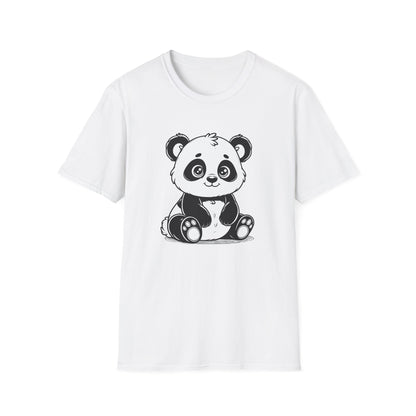 Cute Baby Panda Illustration T-Shirt | Kawaii Black & White Animal Tee