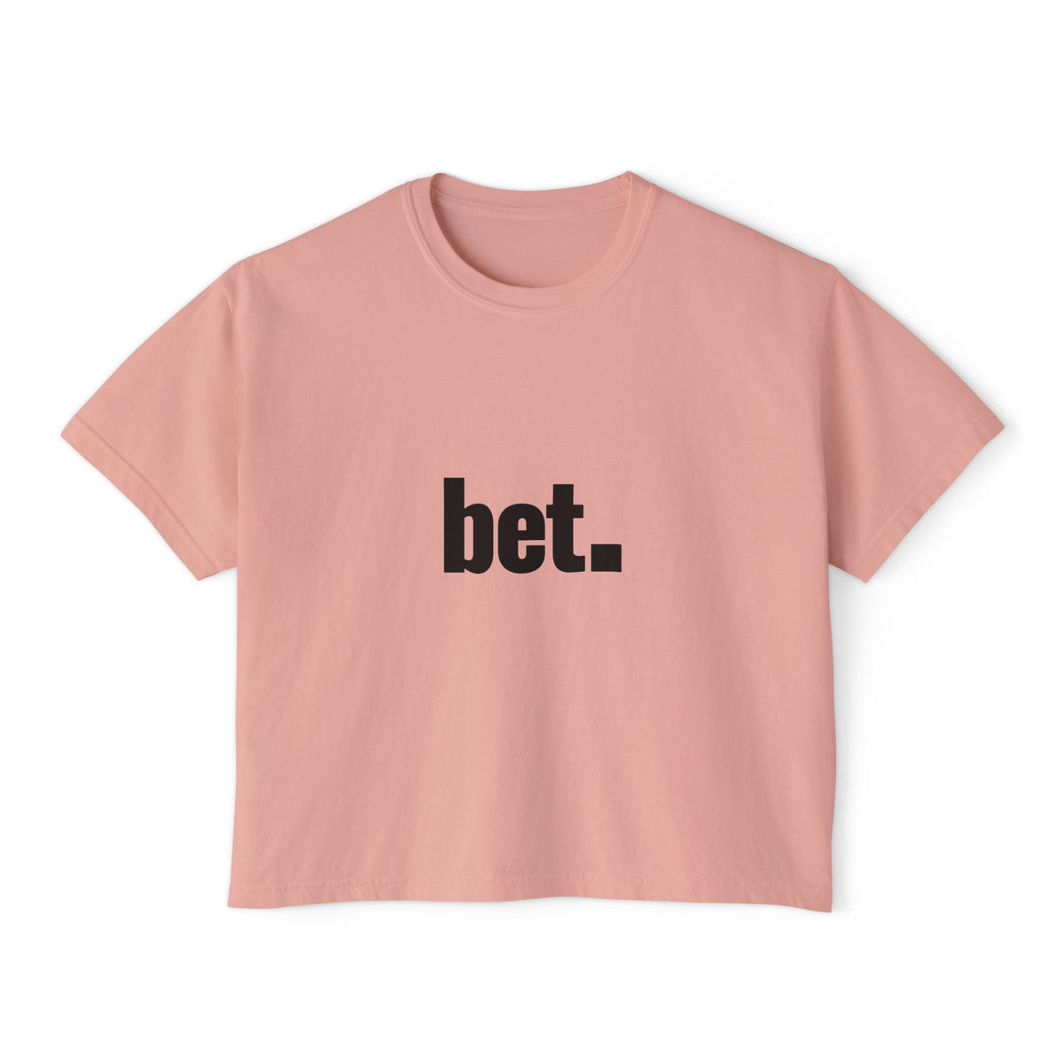 bet. Boxy Tee | Minimal Text Graphic, White Cropped T-Shirt