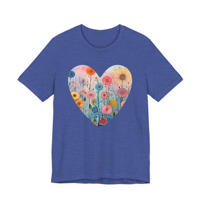 Floral Heart Tee | Watercolor Wildflower Heart Graphic T-Shirt