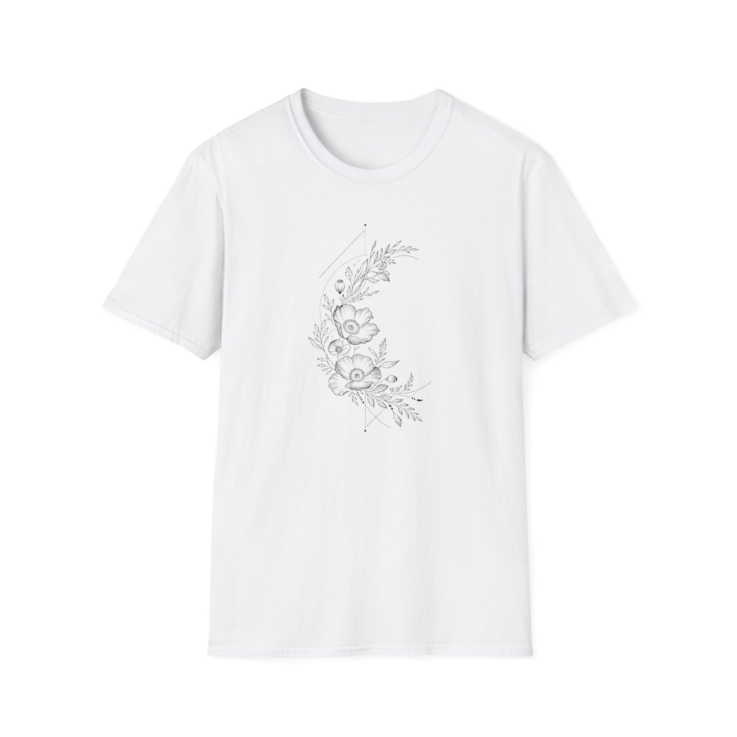 Floral Line Art Tee — Minimal Botanical Flower T-Shirt