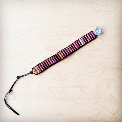 Woven Picasso Jasper & Lapis Bracelet | Adjustable Boho
