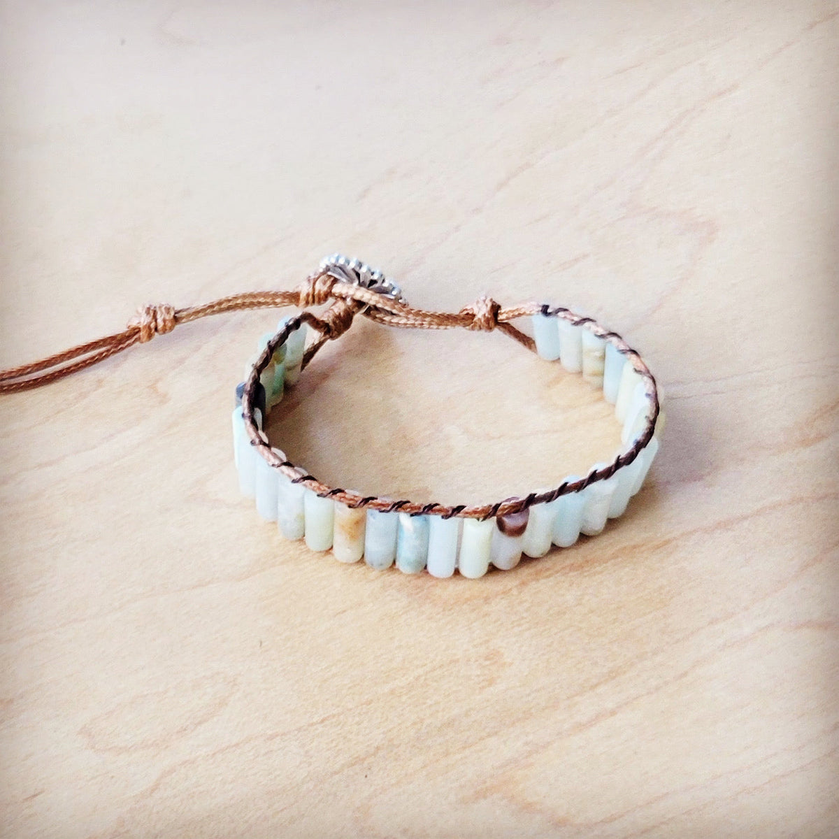 Woven Amazonite Stacked Stone Bracelet