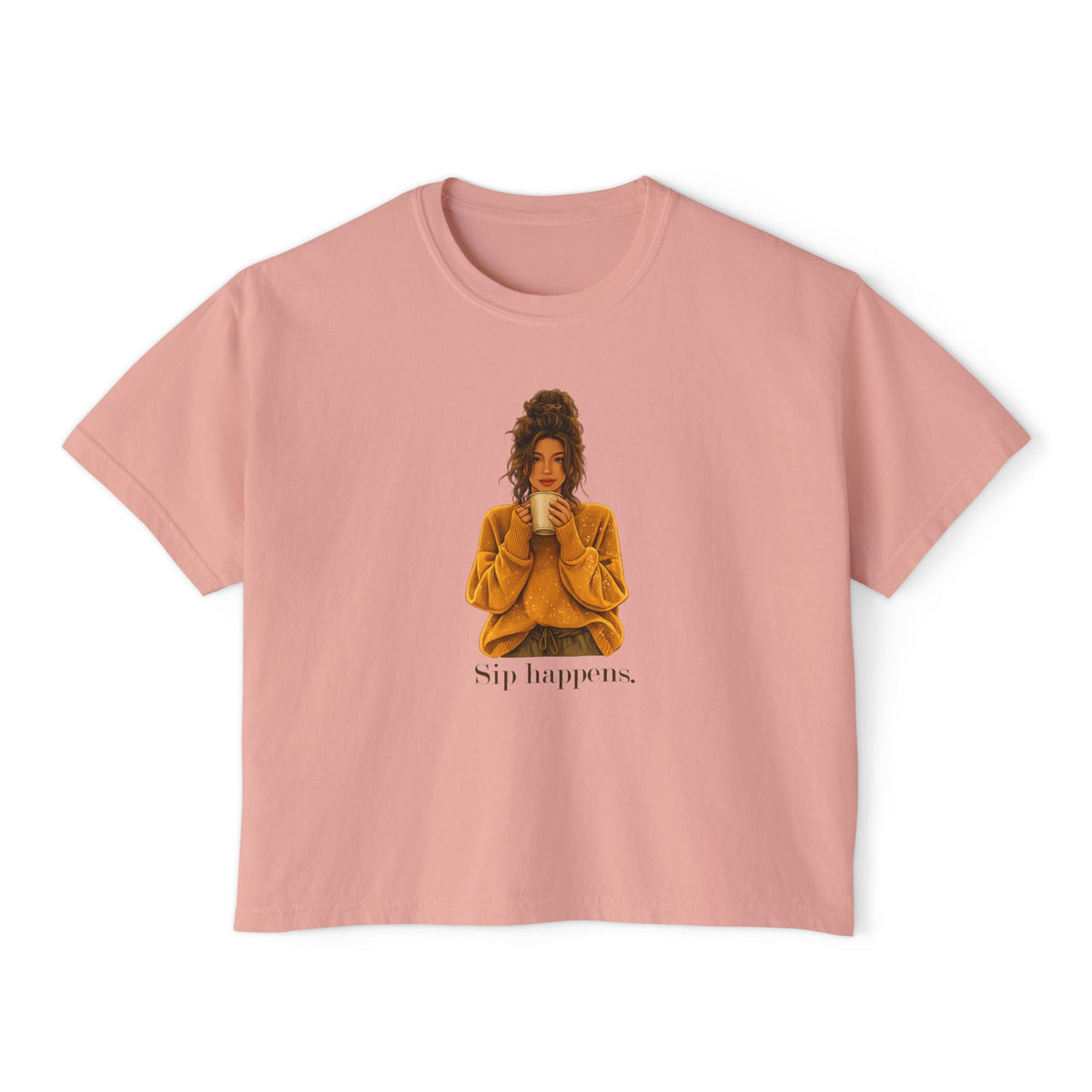 Coffee Sip Happens Tee | Boxy Crop Top