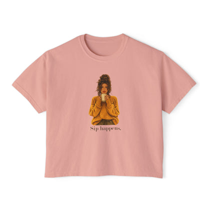 Coffee Sip Happens Tee | Boxy Crop Top