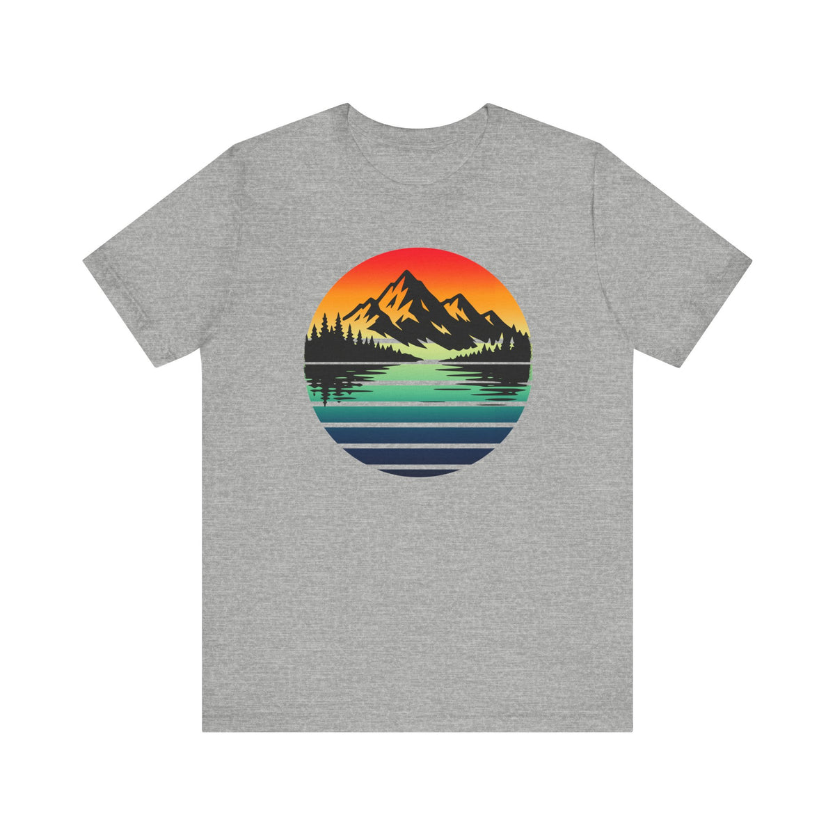 Sunset Mountain Lake Tee | Retro Landscape T-Shirt