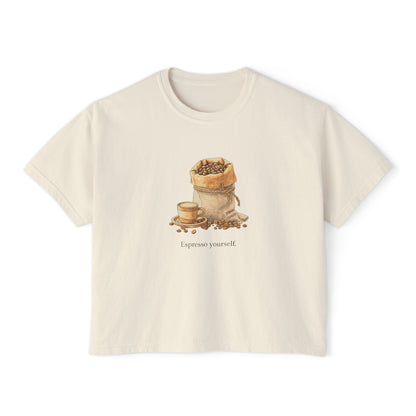 Coffee Bean Boxy Tee | Espresso Yourself, Minimal Coffee Shirt