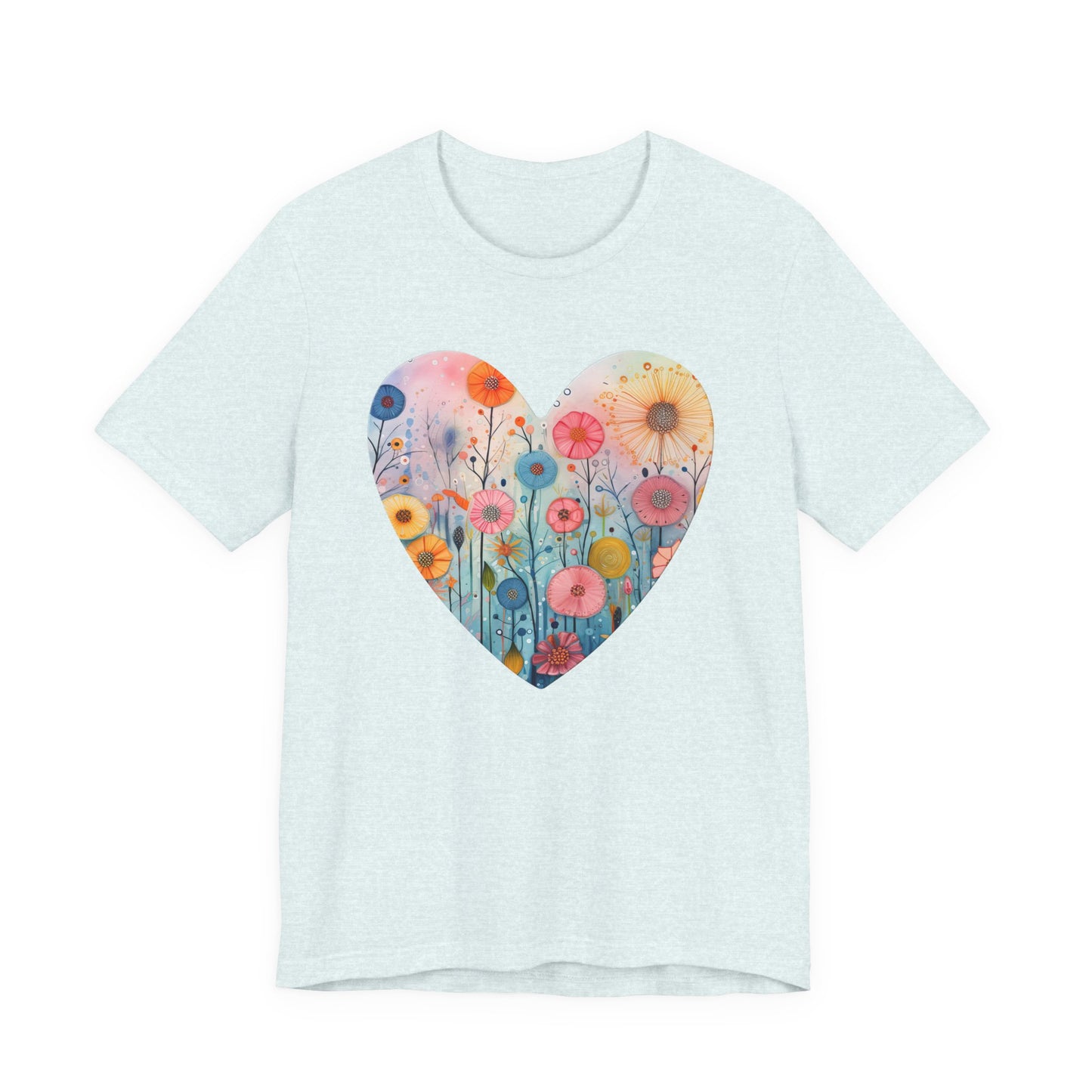 Floral Heart Tee | Watercolor Wildflower Heart Graphic T-Shirt