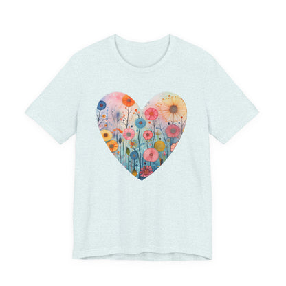 Floral Heart Tee | Watercolor Wildflower Heart Graphic T-Shirt