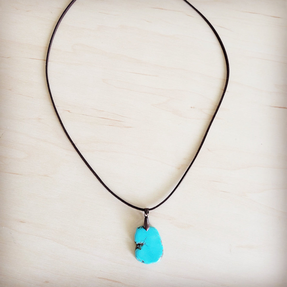 Genuine Leather Necklace with Howlite Stone