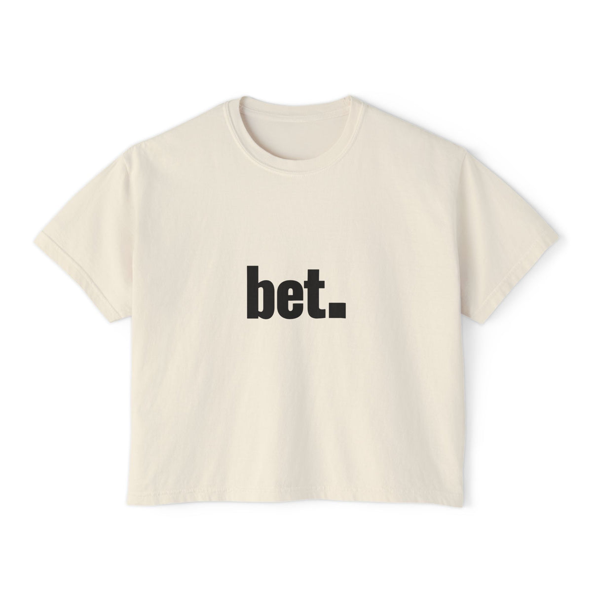 bet. Boxy Tee | Minimal Text Graphic, White Cropped T-Shirt