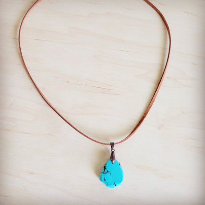 Genuine Leather Necklace with Howlite Stone