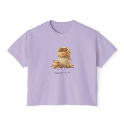 Coffee Bean Boxy Tee | Espresso Yourself, Minimal Coffee Shirt