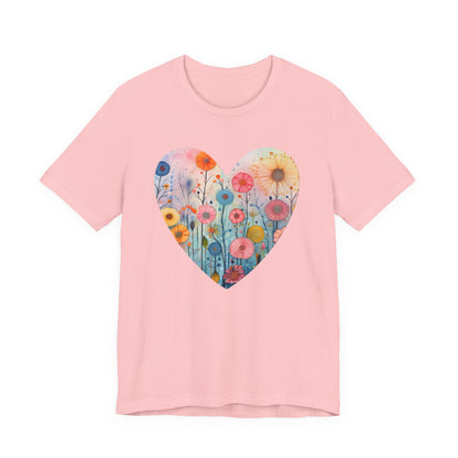 Floral Heart Tee | Watercolor Wildflower Heart Graphic T-Shirt