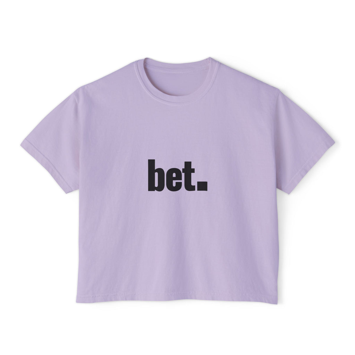bet. Boxy Tee | Minimal Text Graphic, White Cropped T-Shirt
