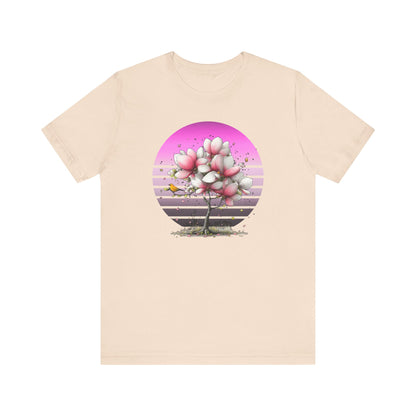 Pink Magnolia Tree Tee | Retro Sunset Floral Shirt