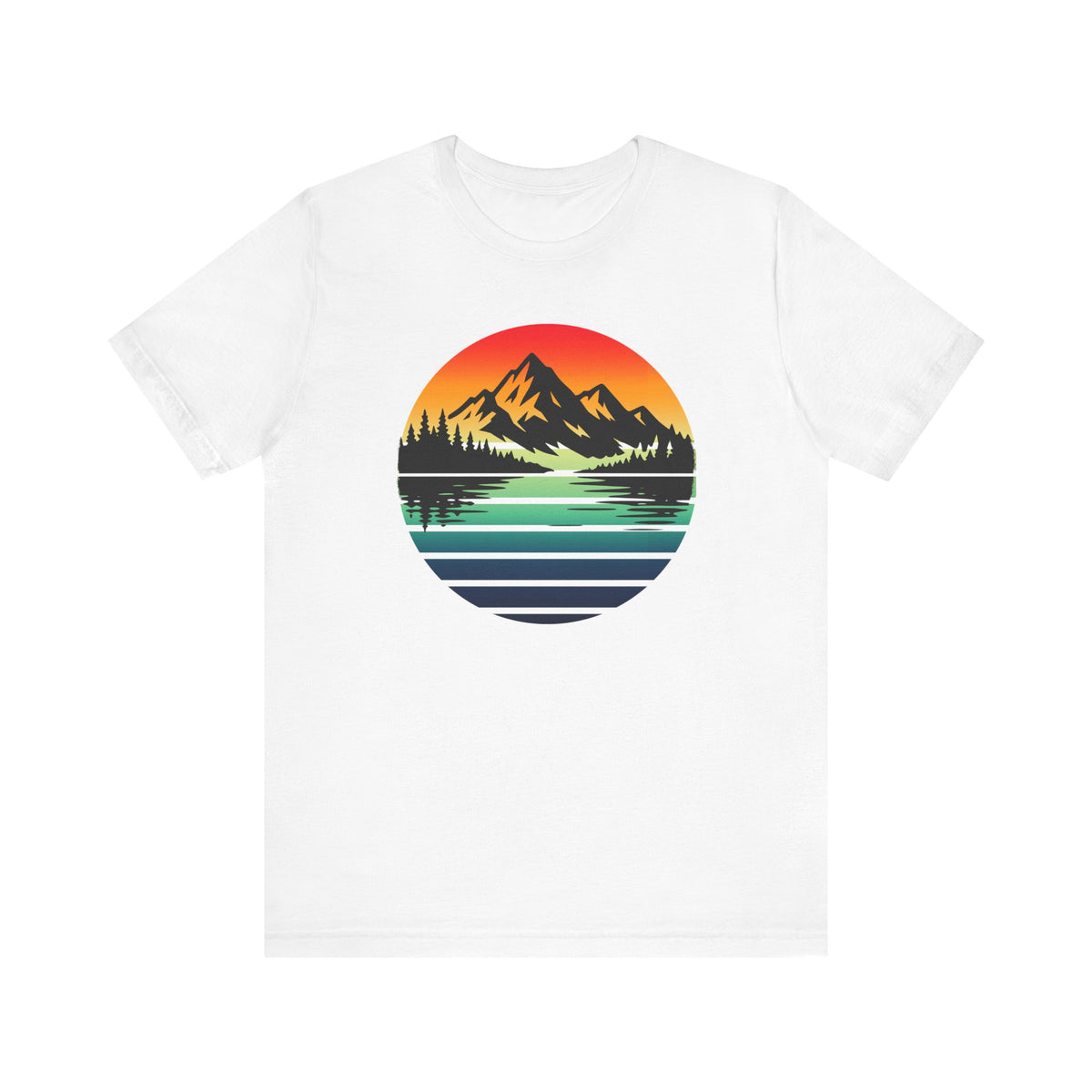 Sunset Mountain Lake Tee | Retro Landscape T-Shirt