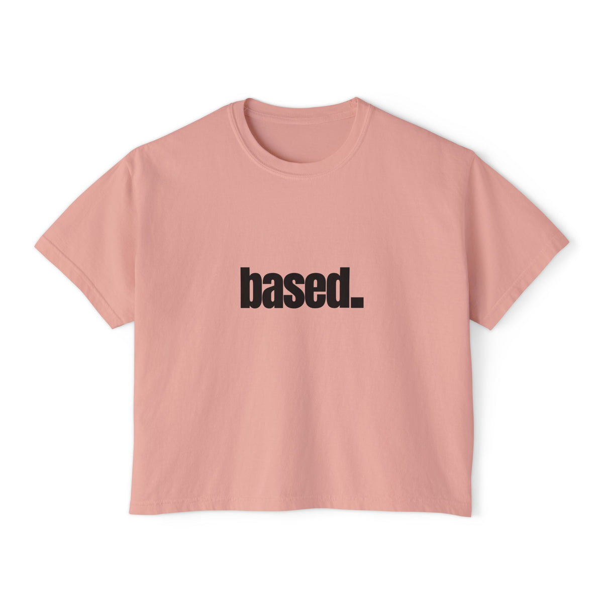based. Boxy Tee | Minimal Text Graphic, White Cropped Shirt