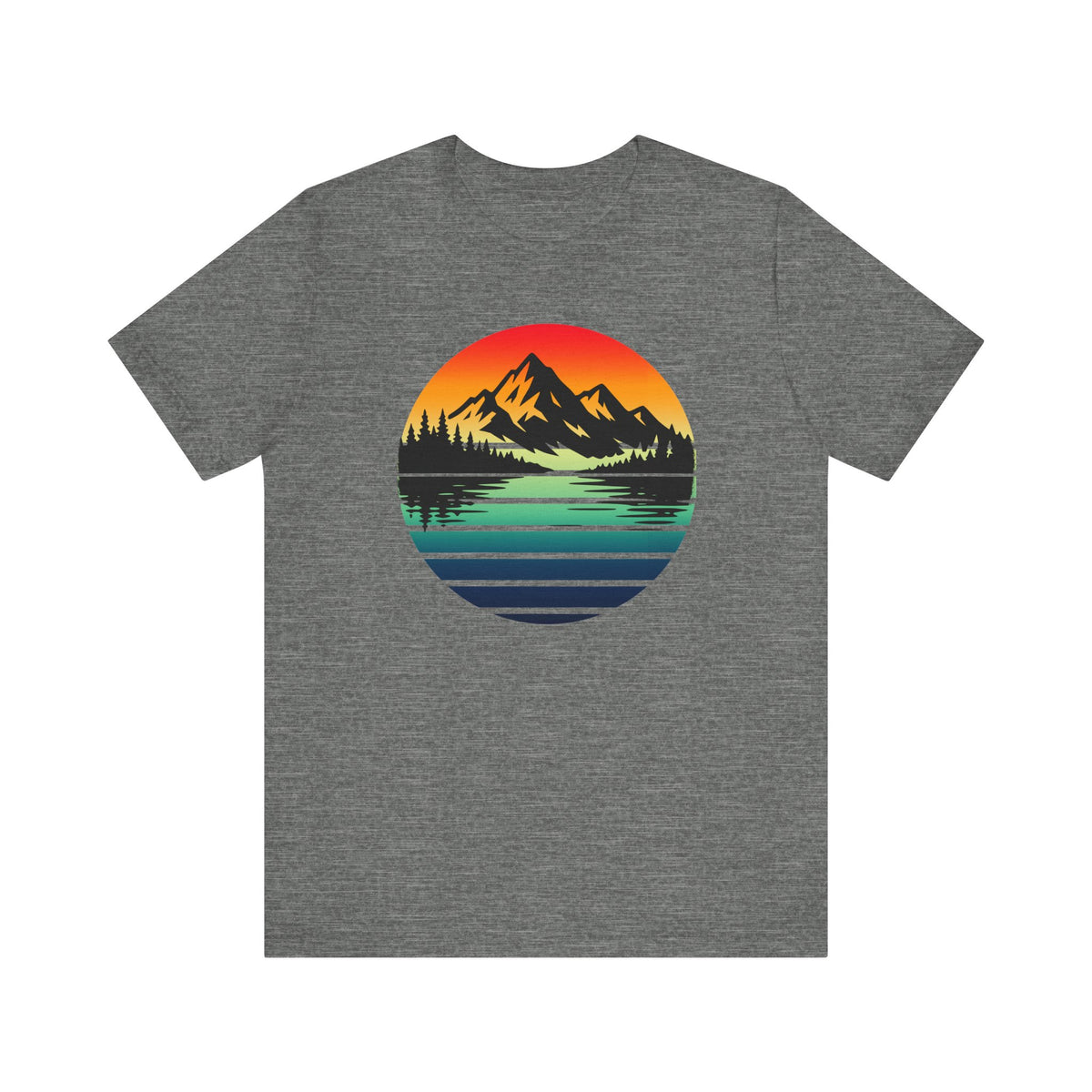 Sunset Mountain Lake Tee | Retro Landscape T-Shirt