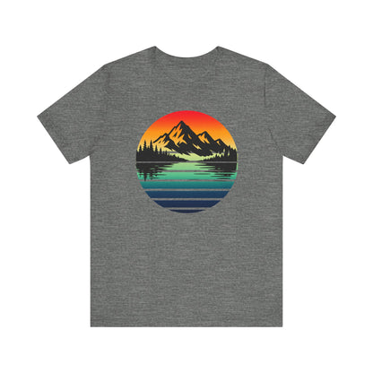 Sunset Mountain Lake Tee | Retro Landscape T-Shirt