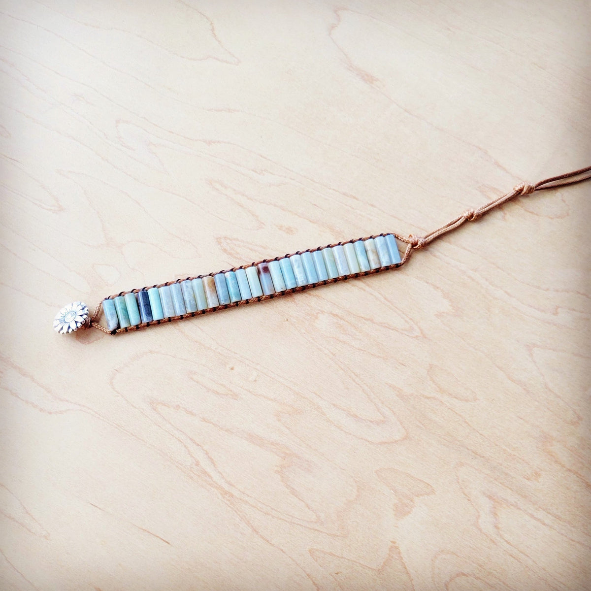 Woven Amazonite Stacked Stone Bracelet