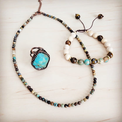 Jasper & Tiger’s Eye Bracelet | Adjustable Boho Beaded