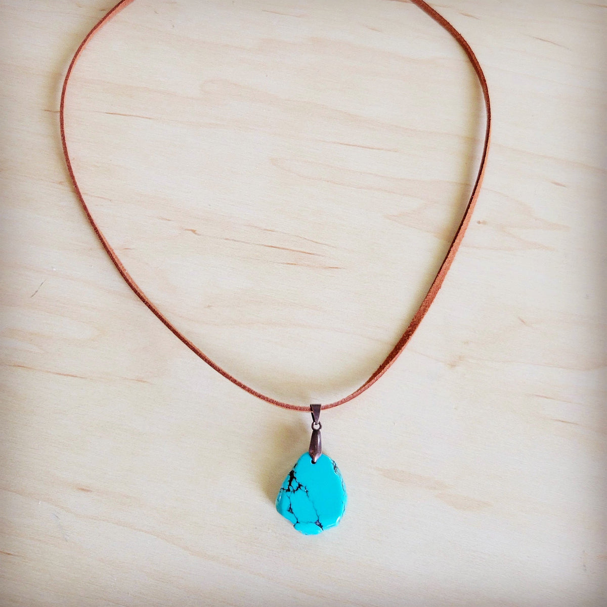 Genuine Leather Necklace with Howlite Stone