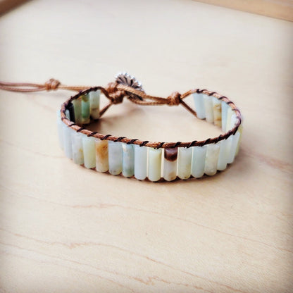 Woven Amazonite Stacked Stone Bracelet