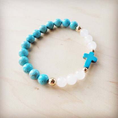 Jade & Howlite Stackable Bracelet | Boho Stretch Design